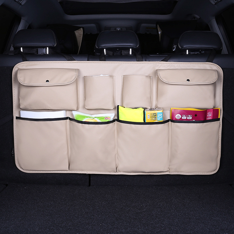 Automobilio bagažinės saugyklos krepšys, oda, didelė talpa, pakabinamasis naudojimo tipas, logotipo atspaudas