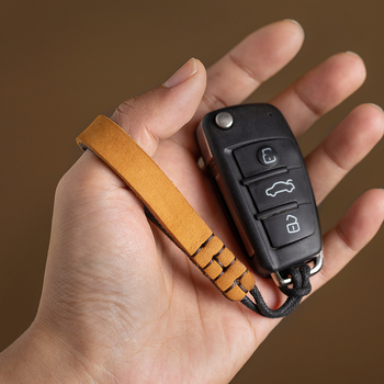 Κορδόνι κλειδιών από γνήσιο δέρμα, χειροποίητο, ανθεκτικό στη φθορά, για κλειδιά αυτοκινήτου, unisex