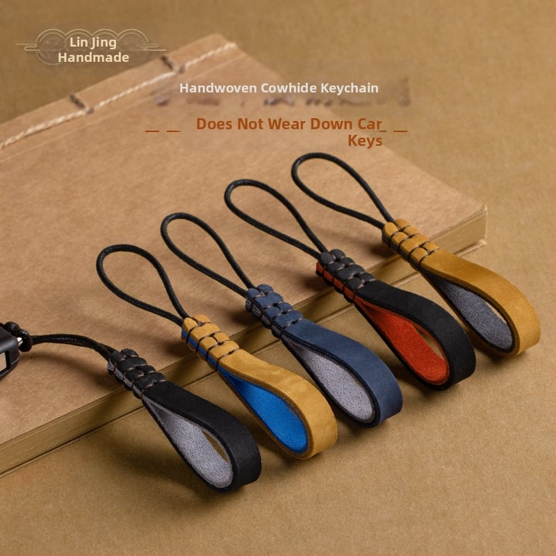 Iš natūralios odos raktų pakabukas, rankų darbo, atsparus dėvėjimuisi, skirtas automobilių raktams, unisex