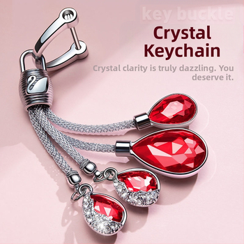 Ключодържател за автомобил с кристална висулка във форма на лебед – метал, сладък стил, автоинтериор аксесоар