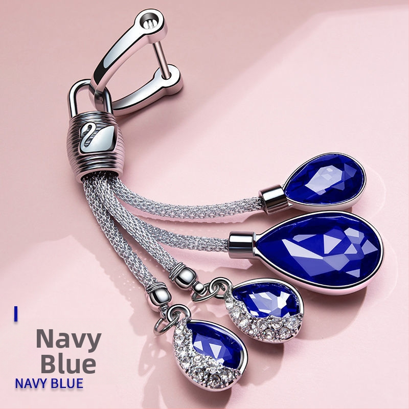 Ключодържател за автомобил с кристална висулка във форма на лебед – метал, сладък стил, автоинтериор аксесоар