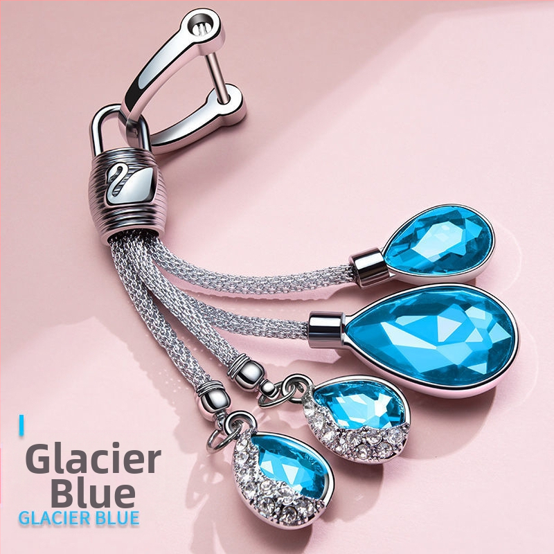 Ключодържател за автомобил с кристална висулка във форма на лебед – метал, сладък стил, автоинтериор аксесоар