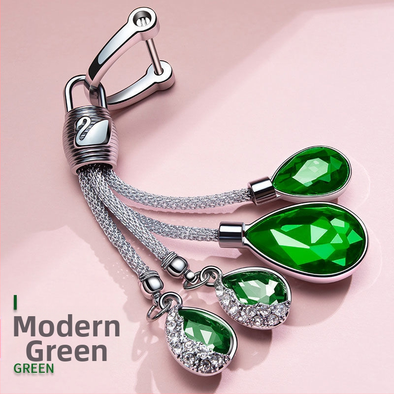 Ключодържател за автомобил с кристална висулка във форма на лебед – метал, сладък стил, автоинтериор аксесоар