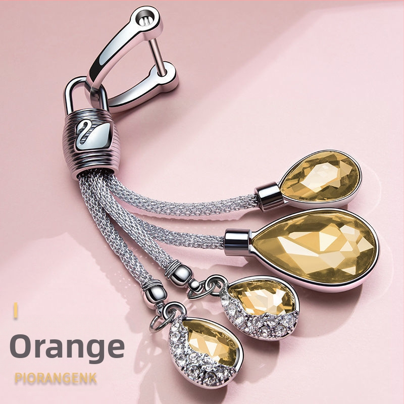 Ключодържател за автомобил с кристална висулка във форма на лебед – метал, сладък стил, автоинтериор аксесоар