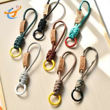 Телефонна каишка с геометрична висулка от кравешка кожа, полиестерен шнур, метална катарама, унисекс стил Инс