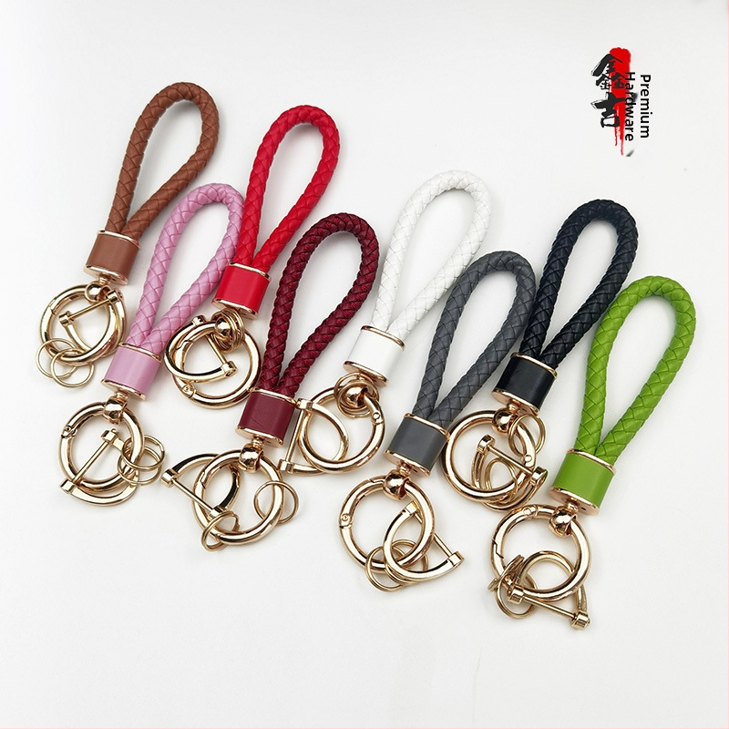 Ключодържател с плетено въже, антиизгубващ дизайн, метал, лек лукс стил, персонализиран за автомобилни ключове и чанти