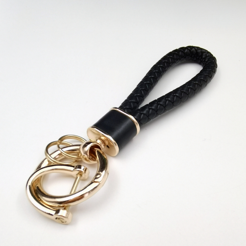 Ключодържател с плетено въже, антиизгубващ дизайн, метал, лек лукс стил, персонализиран за автомобилни ключове и чанти