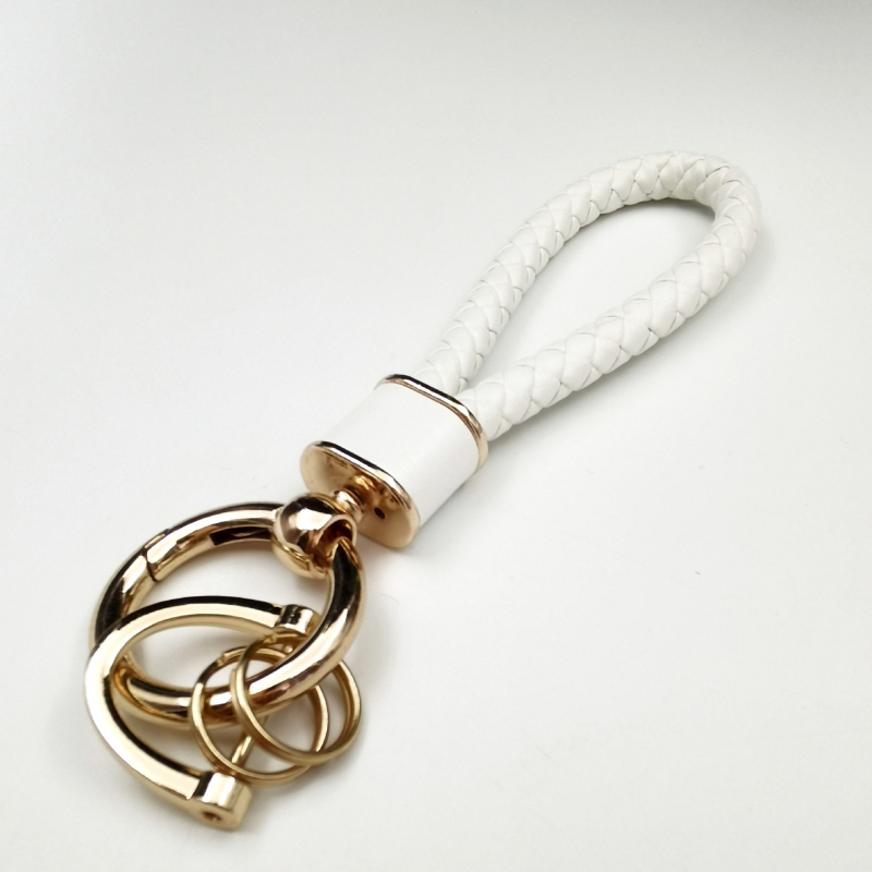 Ключодържател с плетено въже, антиизгубващ дизайн, метал, лек лукс стил, персонализиран за автомобилни ключове и чанти
