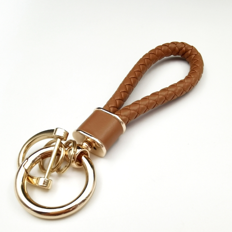 Ключодържател с плетено въже, антиизгубващ дизайн, метал, лек лукс стил, персонализиран за автомобилни ключове и чанти