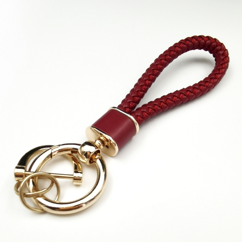 Ключодържател с плетено въже, антиизгубващ дизайн, метал, лек лукс стил, персонализиран за автомобилни ключове и чанти