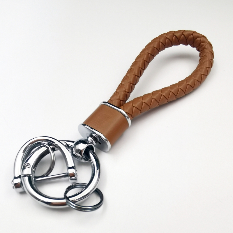 Ключодържател с плетено въже, антиизгубващ дизайн, метал, лек лукс стил, персонализиран за автомобилни ключове и чанти
