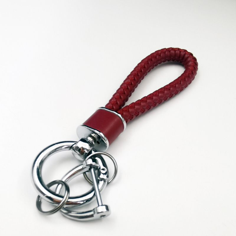 Ключодържател с плетено въже, антиизгубващ дизайн, метал, лек лукс стил, персонализиран за автомобилни ключове и чанти