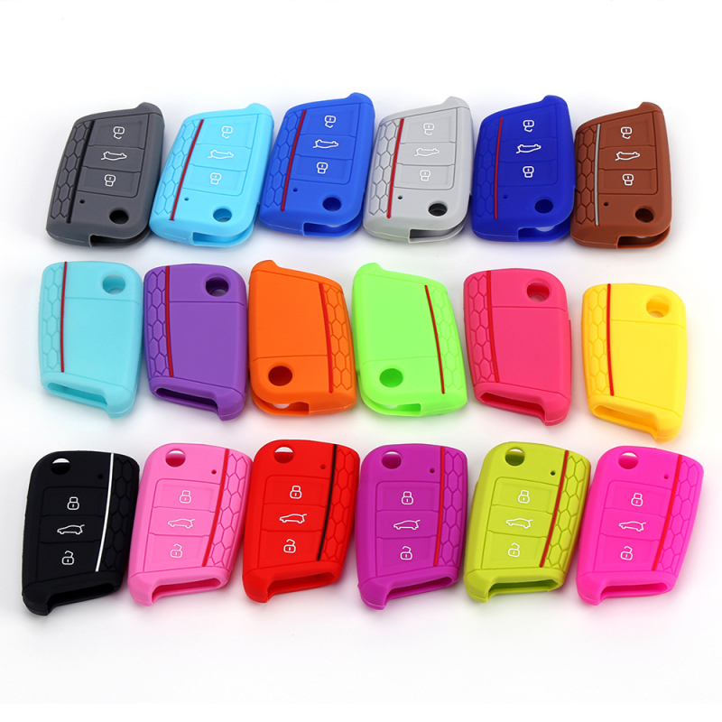 Capac cheie din silicon pentru VW Golf 7 – Margine Honeycomb, Stil simplu, Personalizabil