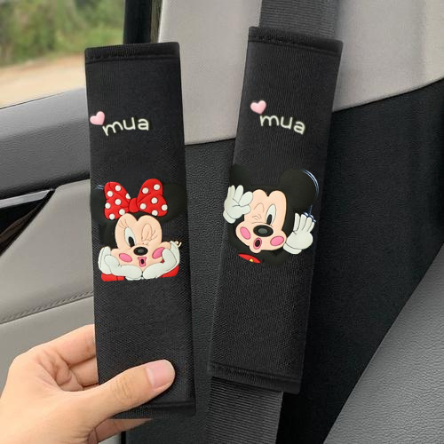 Pernă pentru centura de siguranță din material ice silk, design drăguț cu desene animate, universal pentru toate anotimpurile, accesoriu auto