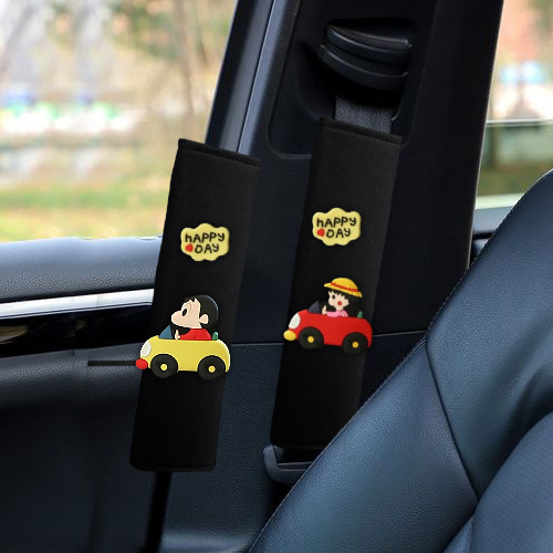 Pernă pentru centura de siguranță din material ice silk, design drăguț cu desene animate, universal pentru toate anotimpurile, accesoriu auto