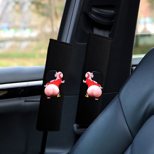 Pernă pentru centura de siguranță din material ice silk, design drăguț cu desene animate, universal pentru toate anotimpurile, accesoriu auto