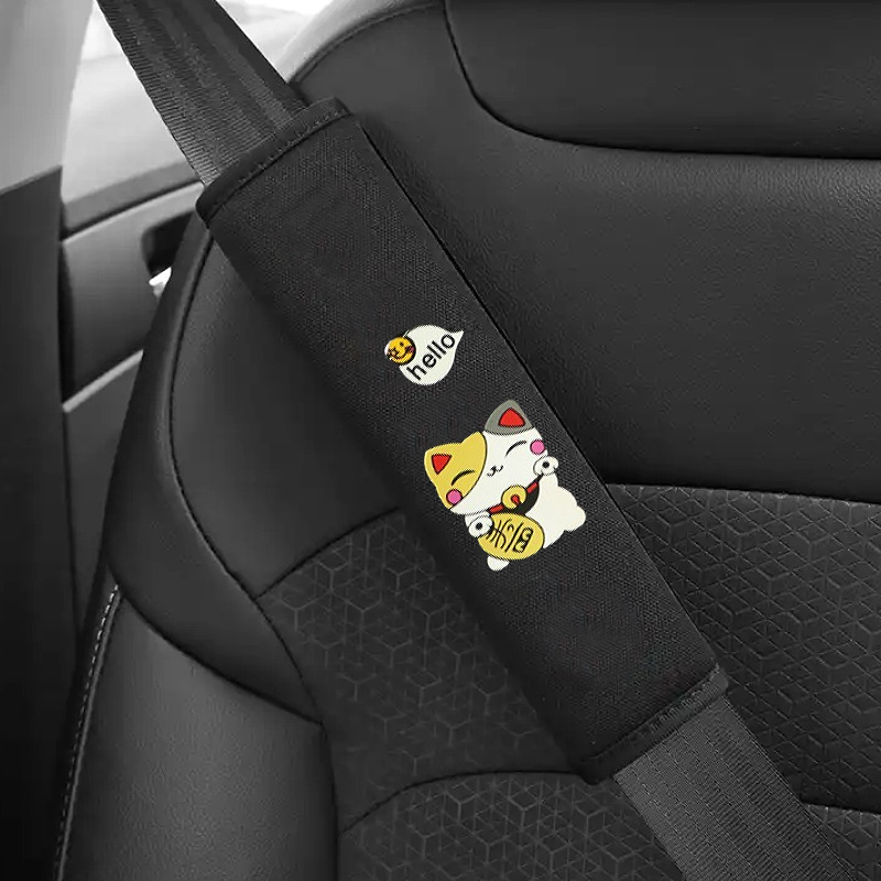 Pernă pentru centura de siguranță din material ice silk, design drăguț cu desene animate, universal pentru toate anotimpurile, accesoriu auto