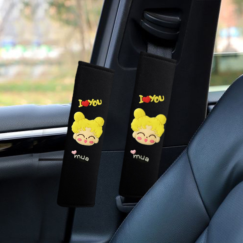 Pernă pentru centura de siguranță din material ice silk, design drăguț cu desene animate, universal pentru toate anotimpurile, accesoriu auto