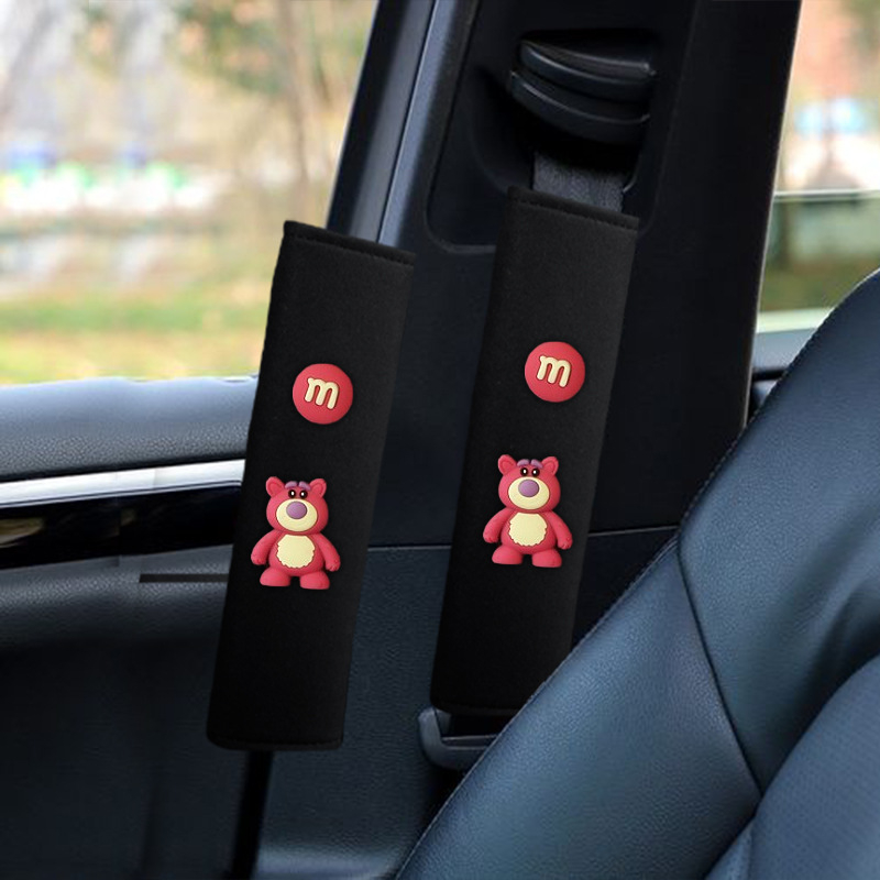 Pernă pentru centura de siguranță din material ice silk, design drăguț cu desene animate, universal pentru toate anotimpurile, accesoriu auto