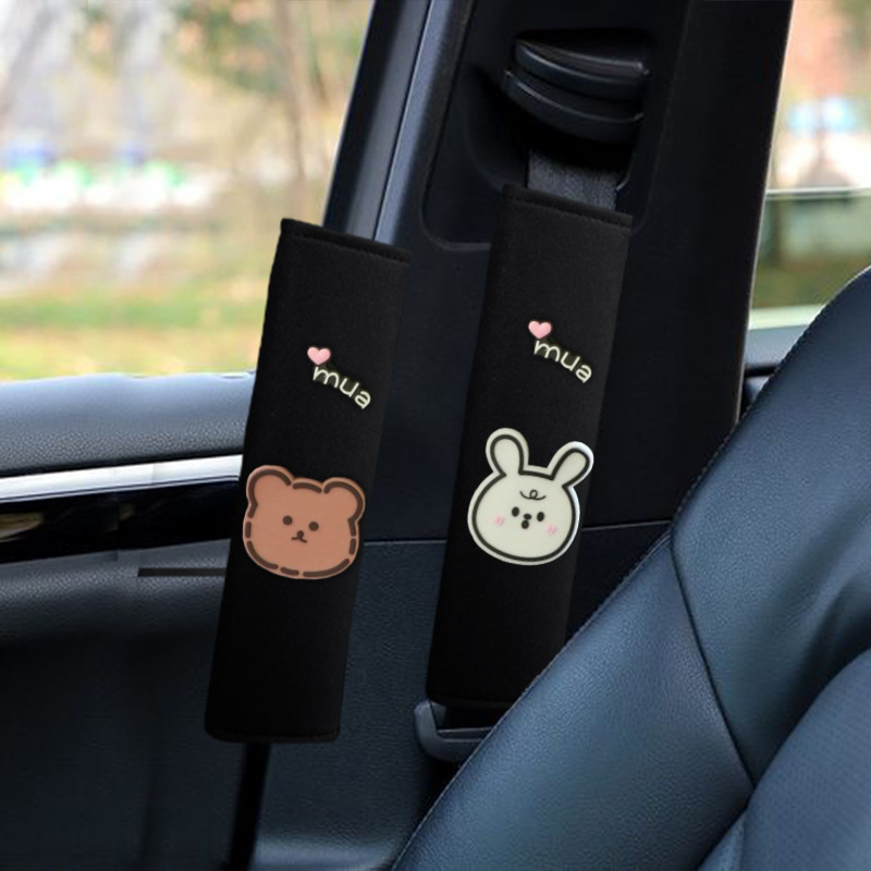 Pernă pentru centura de siguranță din material ice silk, design drăguț cu desene animate, universal pentru toate anotimpurile, accesoriu auto