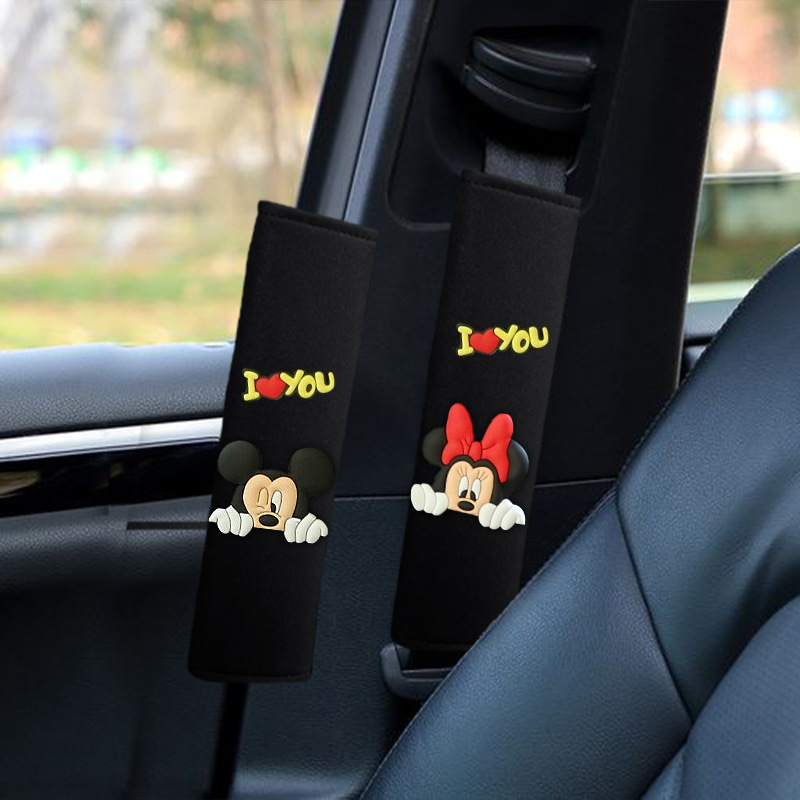 Pernă pentru centura de siguranță din material ice silk, design drăguț cu desene animate, universal pentru toate anotimpurile, accesoriu auto