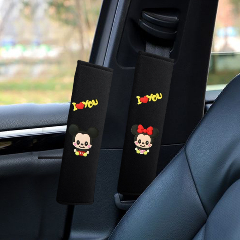 Pernă pentru centura de siguranță din material ice silk, design drăguț cu desene animate, universal pentru toate anotimpurile, accesoriu auto