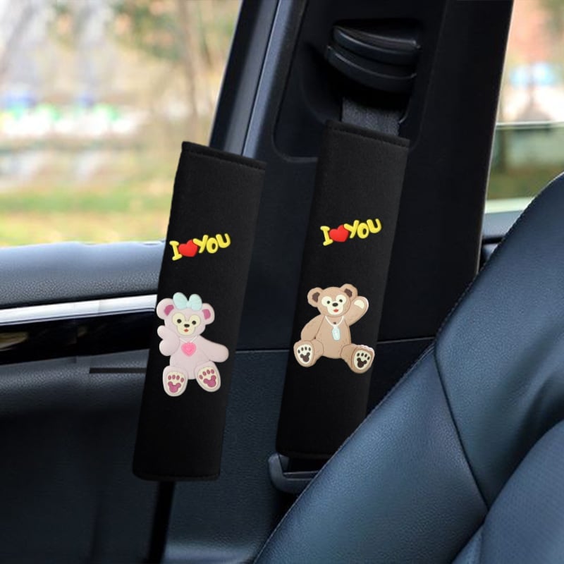 Pernă pentru centura de siguranță din material ice silk, design drăguț cu desene animate, universal pentru toate anotimpurile, accesoriu auto