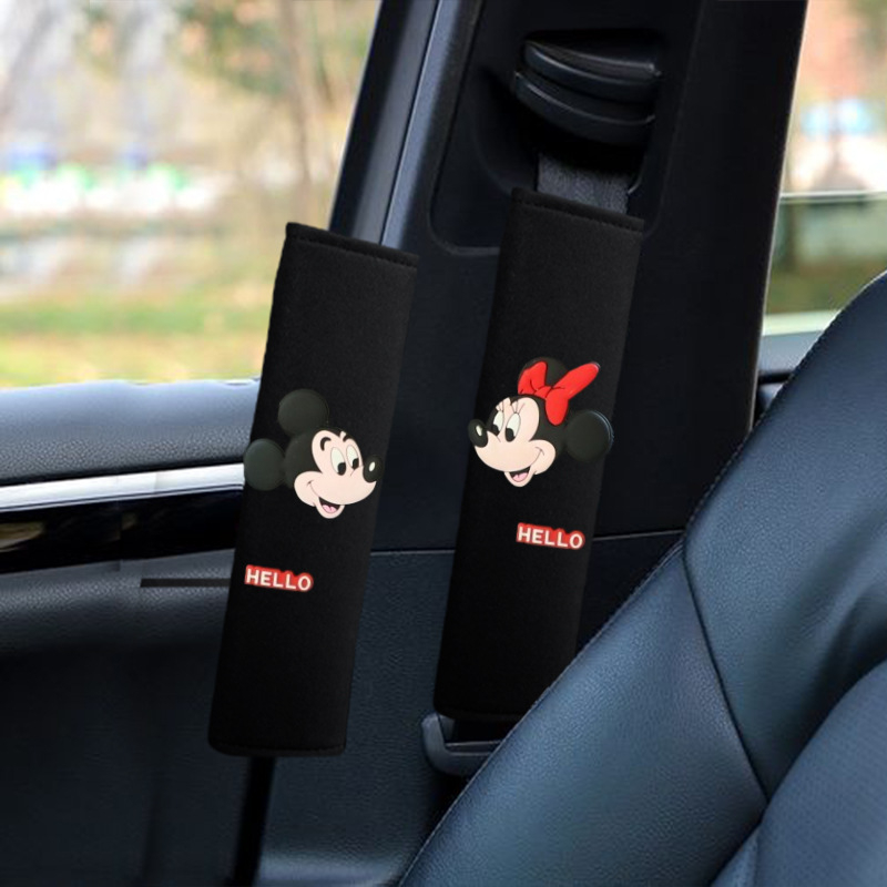 Pernă pentru centura de siguranță din material ice silk, design drăguț cu desene animate, universal pentru toate anotimpurile, accesoriu auto