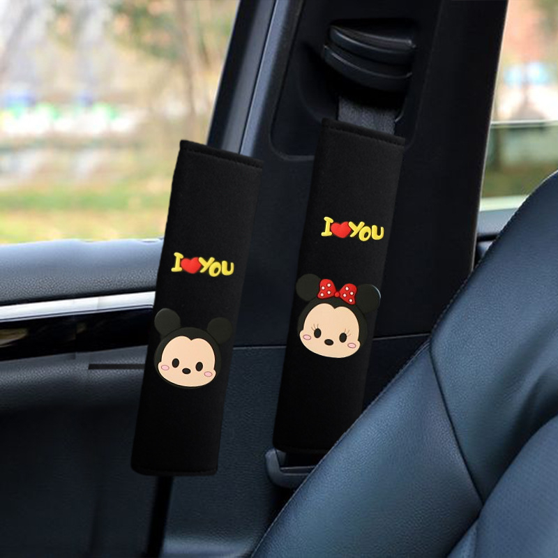 Pernă pentru centura de siguranță din material ice silk, design drăguț cu desene animate, universal pentru toate anotimpurile, accesoriu auto