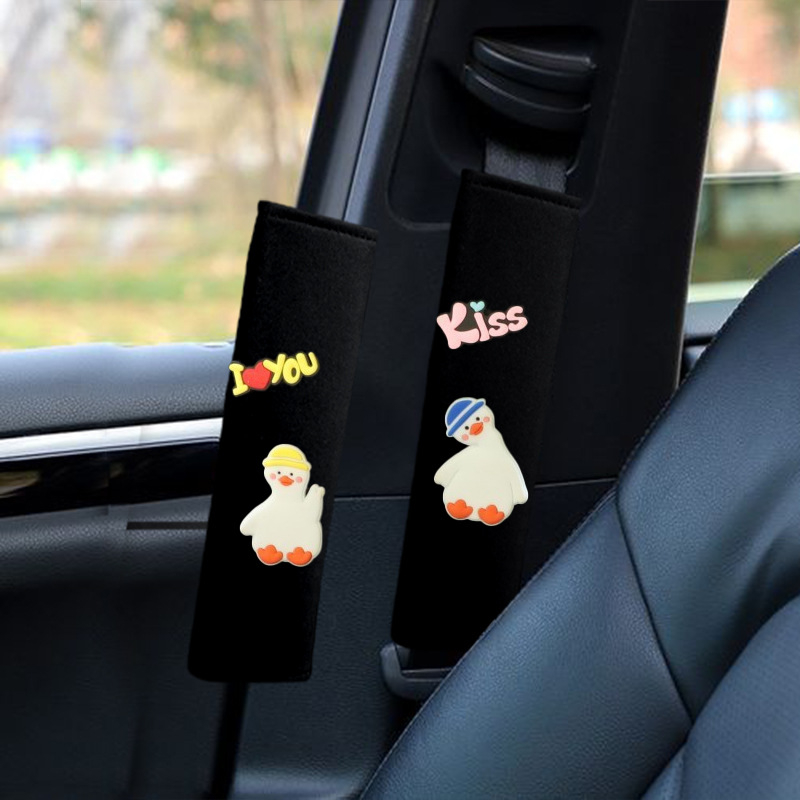Pernă pentru centura de siguranță din material ice silk, design drăguț cu desene animate, universal pentru toate anotimpurile, accesoriu auto