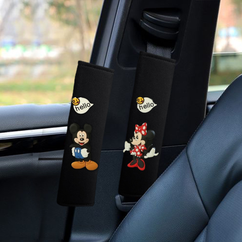 Pernă pentru centura de siguranță din material ice silk, design drăguț cu desene animate, universal pentru toate anotimpurile, accesoriu auto