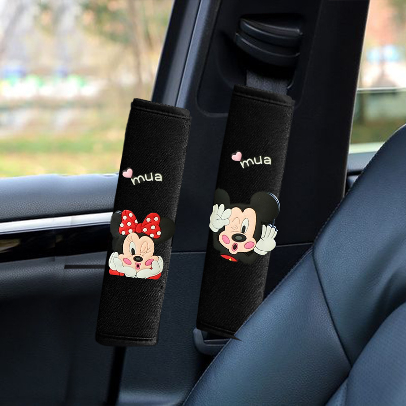 Pernă pentru centura de siguranță din material ice silk, design drăguț cu desene animate, universal pentru toate anotimpurile, accesoriu auto