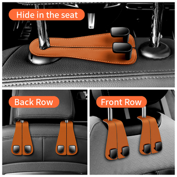 Скрит органайзер за облегалката на задния ред с двойна кука и метални куки — държач за телефон и място за съхранение, материал микрофибърна кожа + ABS