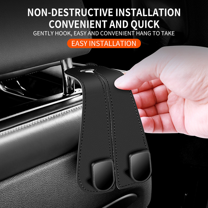 Скрит органайзер за облегалката на задния ред с двойна кука и метални куки — държач за телефон и място за съхранение, материал микрофибърна кожа + ABS