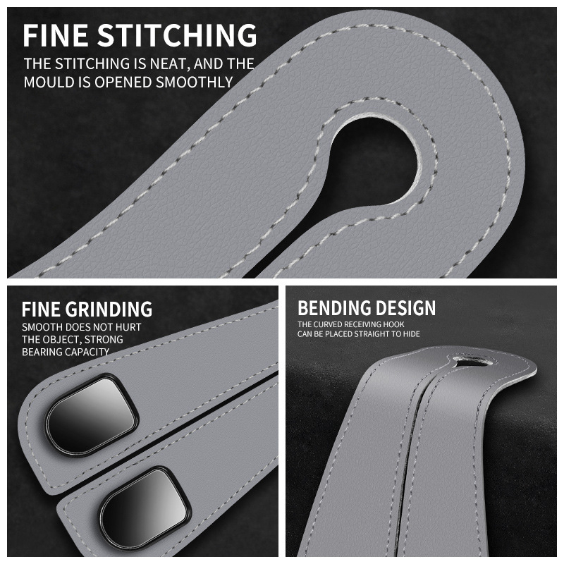 Скрит органайзер за облегалката на задния ред с двойна кука и метални куки — държач за телефон и място за съхранение, материал микрофибърна кожа + ABS