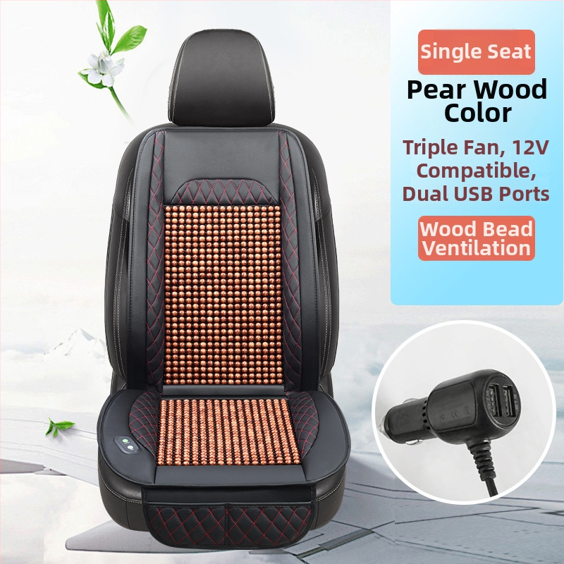 Szellőző autóülés párna fa gyöngyökkel – töltet: szivacs, Zhen Dian, nyár, szellőzés, felület: fa