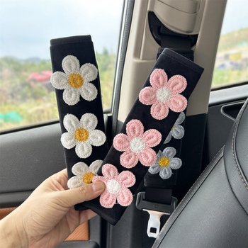 Protector moale pentru umărul centurii de siguranță auto, cu model floral, protecție împotriva frecării, decor interior, instalare ușoară