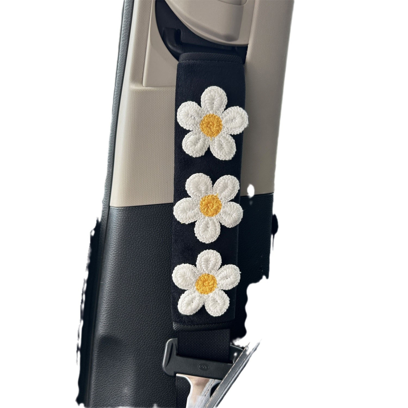 Protector moale pentru umărul centurii de siguranță auto, cu model floral, protecție împotriva frecării, decor interior, instalare ușoară