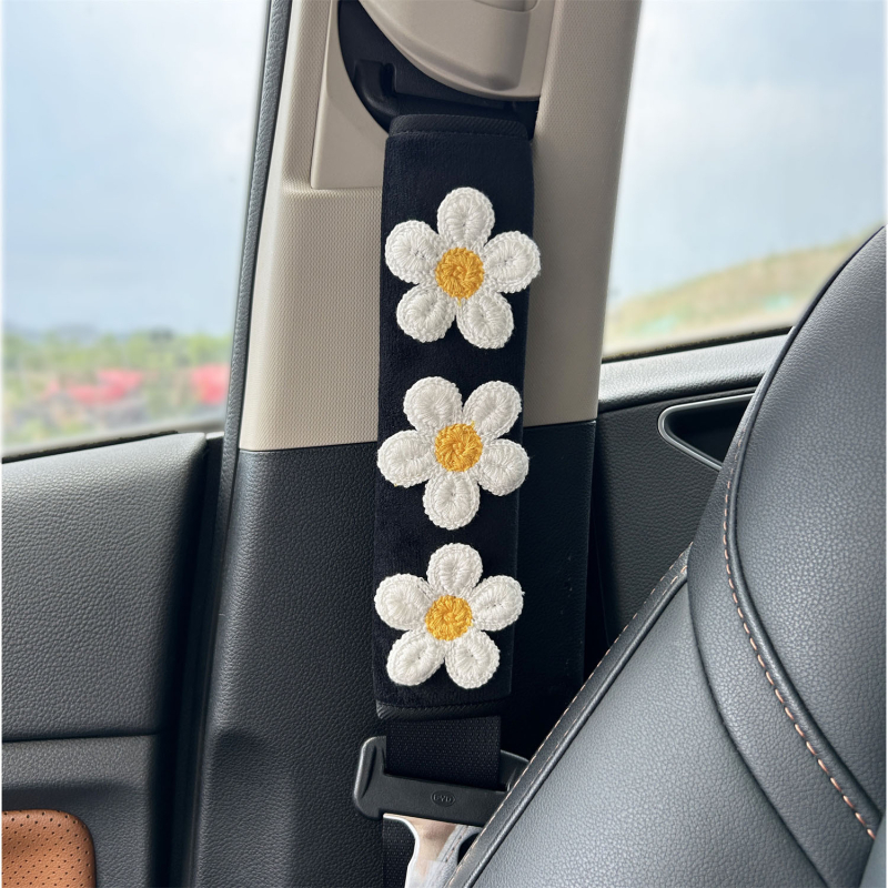 Protector moale pentru umărul centurii de siguranță auto, cu model floral, protecție împotriva frecării, decor interior, instalare ușoară