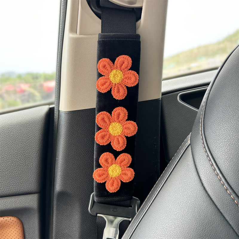Protector moale pentru umărul centurii de siguranță auto, cu model floral, protecție împotriva frecării, decor interior, instalare ușoară