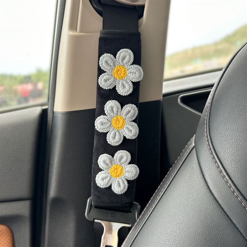 Protector moale pentru umărul centurii de siguranță auto, cu model floral, protecție împotriva frecării, decor interior, instalare ușoară