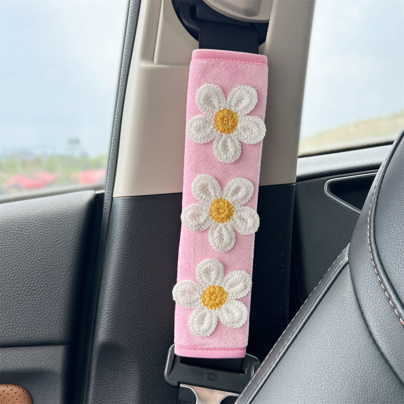 Protector moale pentru umărul centurii de siguranță auto, cu model floral, protecție împotriva frecării, decor interior, instalare ușoară