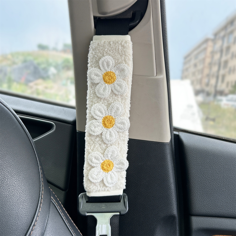 Protector moale pentru umărul centurii de siguranță auto, cu model floral, protecție împotriva frecării, decor interior, instalare ușoară
