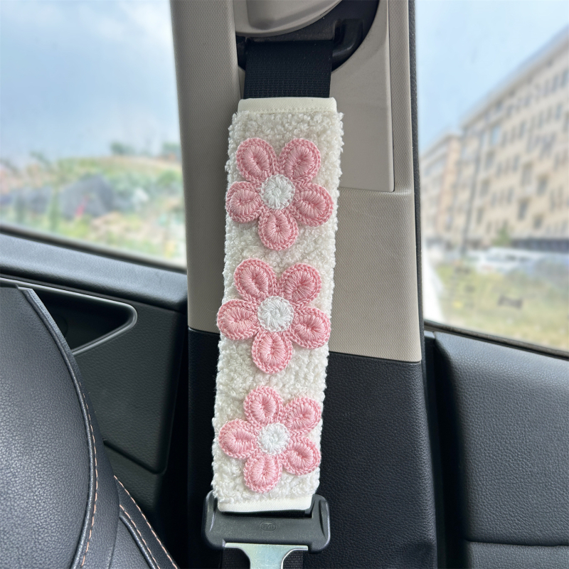 Protector moale pentru umărul centurii de siguranță auto, cu model floral, protecție împotriva frecării, decor interior, instalare ușoară