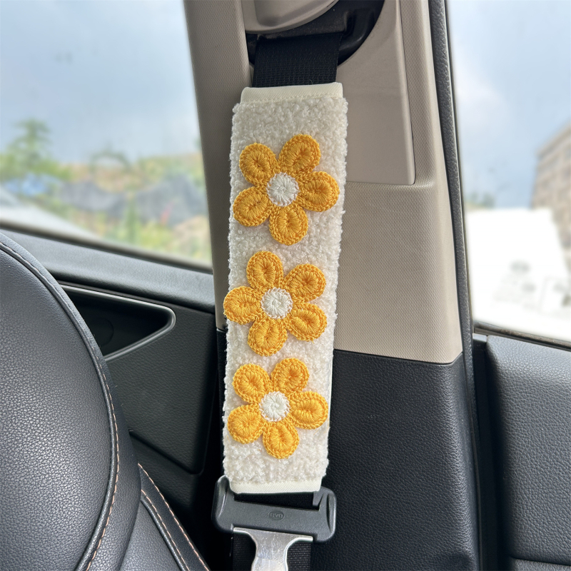 Protector moale pentru umărul centurii de siguranță auto, cu model floral, protecție împotriva frecării, decor interior, instalare ușoară