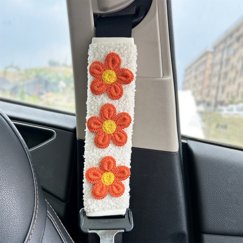 Protector moale pentru umărul centurii de siguranță auto, cu model floral, protecție împotriva frecării, decor interior, instalare ușoară