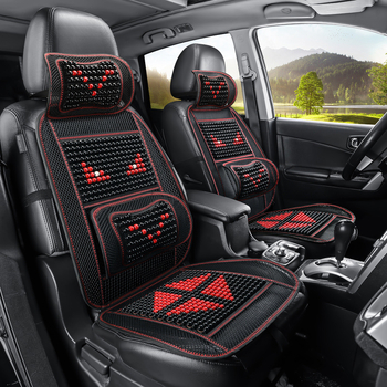 Autóülés párna fa gyöngyökkel, kézi masszázs funkció, lélegző Ice Silk huzat, egy darabban a vezető és az utas számára