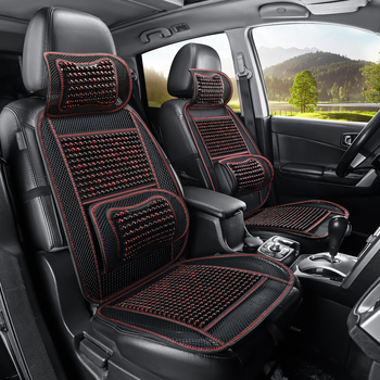 Μαξιλάρι καθίσματος αυτοκινήτου με ξύλινοι κόκκοι, χειρομασάζ, αναπνεύσιμο κάλυμμα Ice Silk, ενιαίο για μπροστά και για το κάθισμα του συνοδηγού