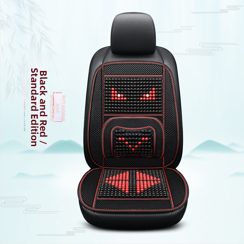 Autóülés párna fa gyöngyökkel, kézi masszázs funkció, lélegző Ice Silk huzat, egy darabban a vezető és az utas számára