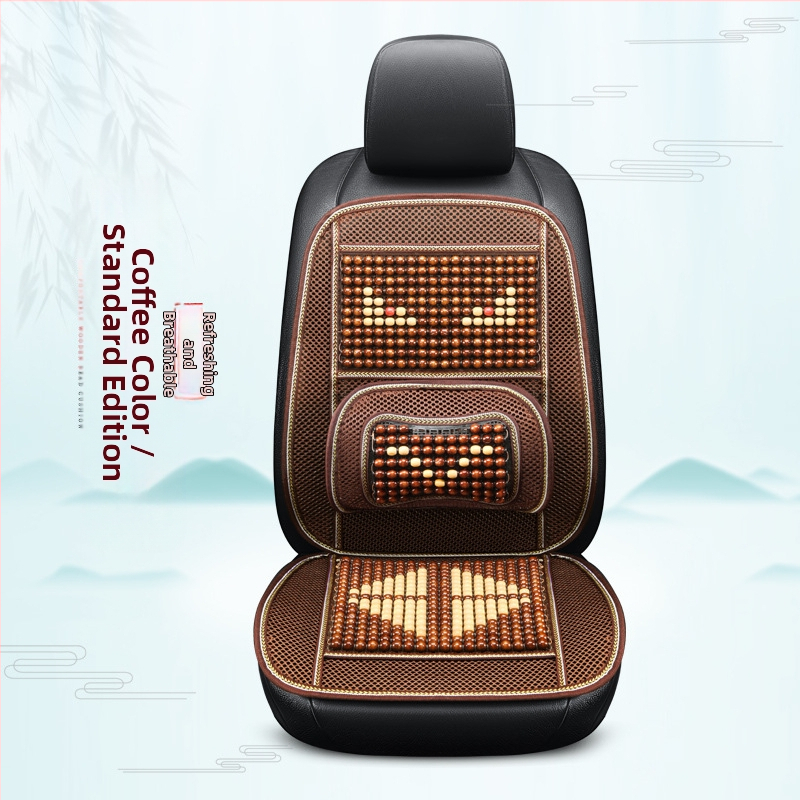 Autóülés párna fa gyöngyökkel, kézi masszázs funkció, lélegző Ice Silk huzat, egy darabban a vezető és az utas számára
